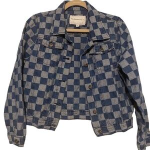 The Style Between Us, checked jean jacket size medium, in good used condition